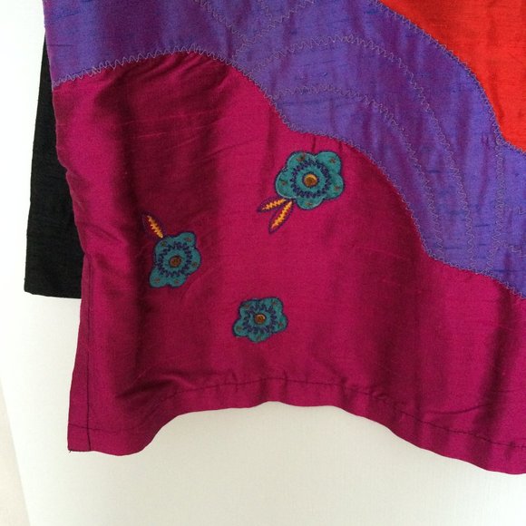 Chicos Design Womens Silk Jacket Sz 3 Multicolor Embroidered Lined Long Sleeve - Picture 5 of 8
